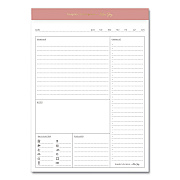 Blue Sky Bespoke Letterpress Daily Desk Notes Planner Pad, 7 x 9, Camellia Pink Headband, Undated (155580)