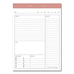 Blue Sky Bespoke Letterpress Daily Desk Notes Planner Pad, 7 x 9, Camellia Pink Headband, Undated (155580)