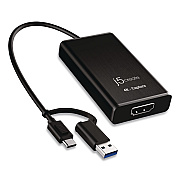j5create USB-C to HDMI Video Adapter, HDMI/USB-A/USB-C, 7.87", Black (JVA11)