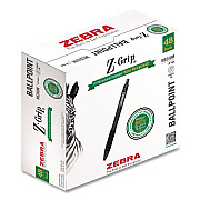 Zebra Z-Grip Ballpoint Pen, Retractable, Medium 1 mm, Black Ink and Barrel, 48/Pack (20418)