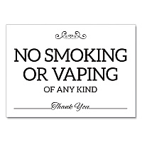 COSCO No Smoking No Vaping Indoor Spa Style Sign, 7 x 5 White Face, Black Graphics (098650)