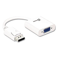j5create DisplayPort to VGA Video Adapter, DVI/HDMI/VGA, 3.54", White (JDA114)