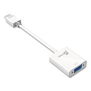 j5create HDMI to VGA Audio/Video Adapter, HDMI/VGA, 1.8", White (JDA213)