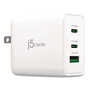 j5create 65 W GaN USB-A/USB-C Three-Port Charger, White (JUP3365)