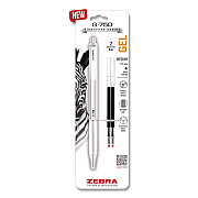 Zebra G-750 Gel Pen with Black and Blue Ink Refills, Retractable, Medium 0.7 mm, Black Ink, White Barrel (49801)