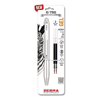 Zebra G-750 Gel Pen with Black and Blue Ink Refills, Retractable, Medium 0.7 mm, Black Ink, White Barrel (49801)