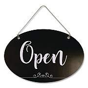 COSCO Open/Close Spa Style Indoor Sign, 12 x 8, Black/White (098642)
