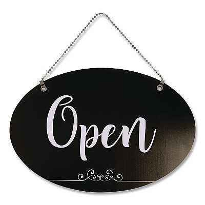 COSCO Open/Close Spa Style Indoor Sign, 12 x 8, Black/White (098642)