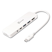 j5create Multi-Port Hub for USB-C Enabled Laptops, 4-Port, White (JCD373)