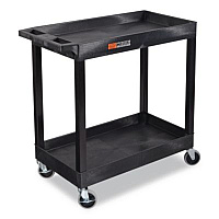 Luxor TUFFY XL Two-Shelf Heavy-Duty Multipurpose Utility Cart, Plastic, 200 lb Capacity, 35 x 18 x 34.25, Black (EC11B)