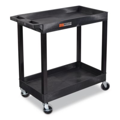 Luxor TUFFY XL Two-Shelf Heavy-Duty Multipurpose Utility Cart, Plastic, 200 lb Capacity, 35 x 18 x 34.25, Black (EC11B)