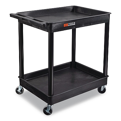 Luxor ENDURA Two-Shelf Utility Cart, Plastic, 400 lb Capacity, 32 x 24 x 37.5. Black (TC11)