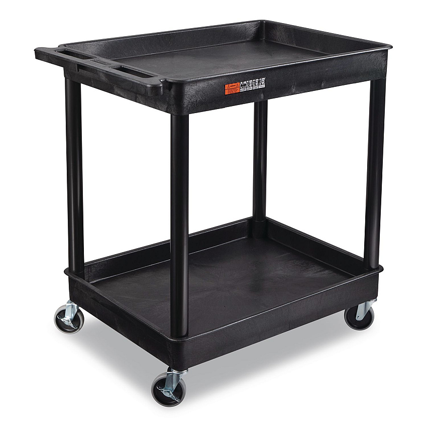 Luxor ENDURA Two-Shelf Utility Cart, Plastic, 400 lb Capacity, 32 x 24 x 37.5. Black (TC11)