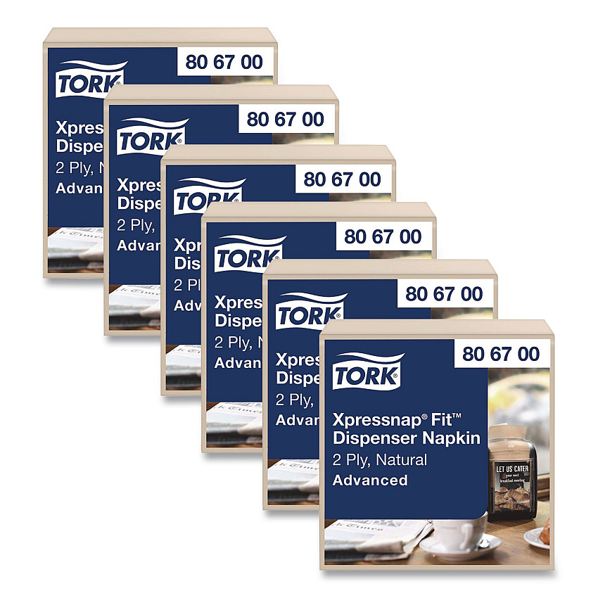 Tork Xpressnap Interfold Dispenser Napkins, 2-Ply, 6.5 x 8.4, Natural, 720/Pack, 6 Packs/Carton (806700)