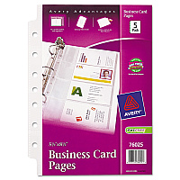 Avery Business Card Binder Pages, For 2 x 3.5 Cards, Clear, 8 Cards/Sheet, 5 Pages/Pack (AVE76025)