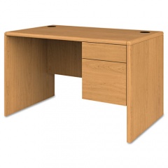 HON 10700 Series Single Pedestal Desk with Three-Quarter Height Right Pedestal, 48" x 30" x 29.5", Harvest (107885RCC)
