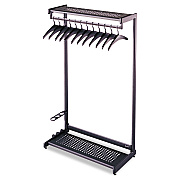 Quartet Single-Side, Garment Rack with Two Shelves, Eight Hangers, Steel, 24w x 18.5d x 61.5h, Black (QRT20222)