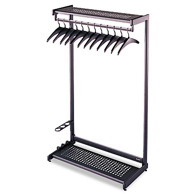 Quartet Single-Side, Garment Rack with Two Shelves, Eight Hangers, Steel, 24w x 18.5d x 61.5h, Black (QRT20222)