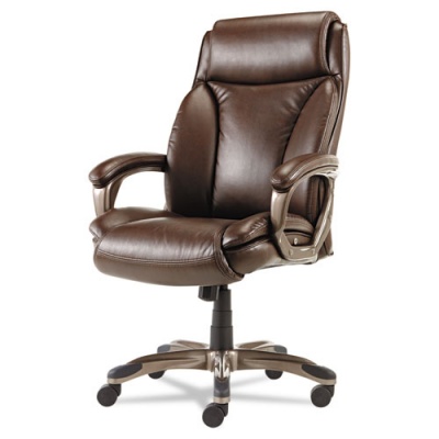 Alera Veon Series Executive High-Back Bonded Leather Chair, Supports Up to 275 lb, Brown Seat/Back, Bronze Base (VN4159)