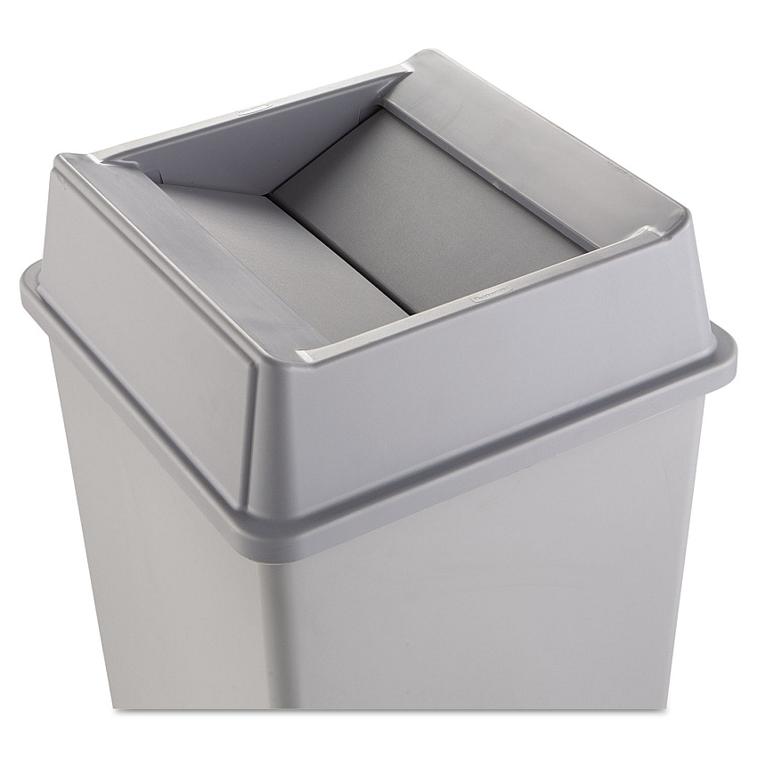 Rubbermaid Commercial Untouchable Square Swing Top Lid, Plastic, 20.13w x 20.13d x 6.25h, Gray (RCP2664GRAY)