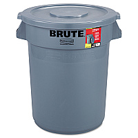Rubbermaid Commercial Brute Container with Lid, 32 gal, Plastic, Gray (RCP863292GRA)