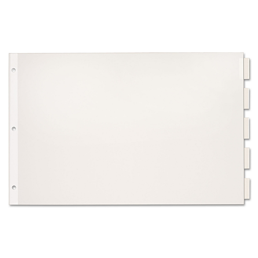 Cardinal Paper Insertable Dividers, 5-Tab, 11 x 17, White, Clear Tabs, 1 Set (CRD84812)