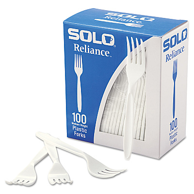Solo Reliance Mediumweight Cutlery, Fork, White, 100/Box, 1,000/Carton (SCCRSWFX)
