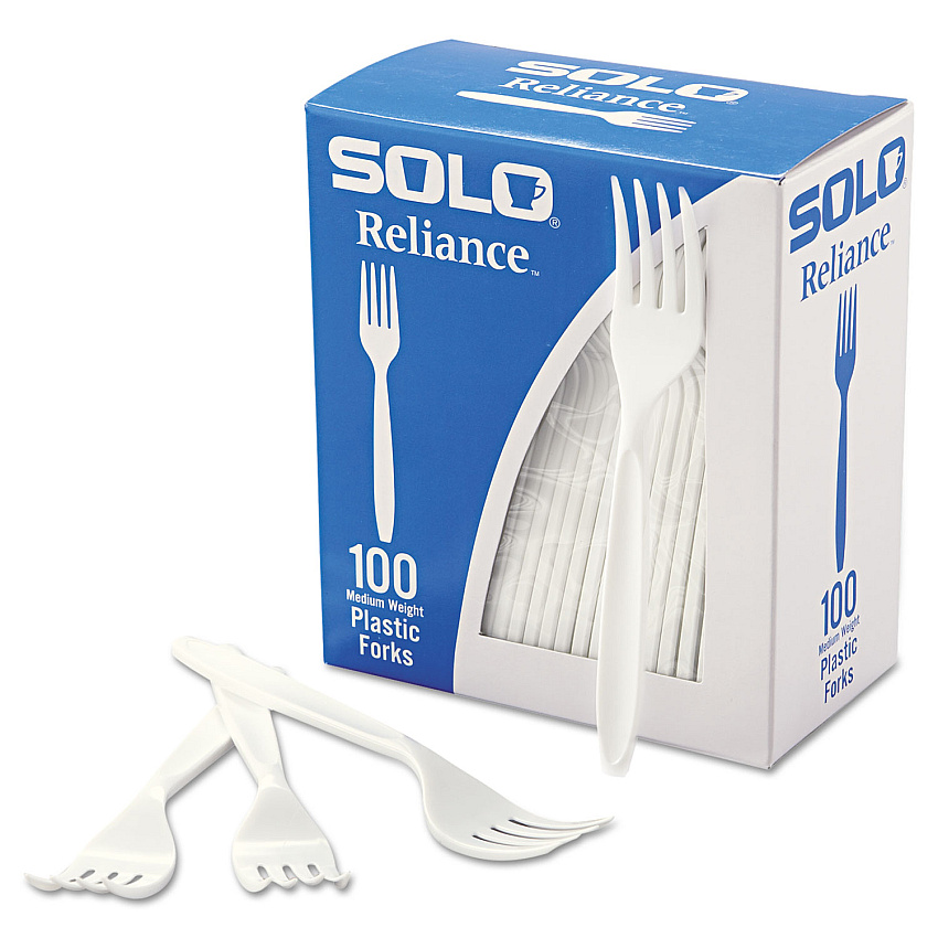 Solo Reliance Mediumweight Cutlery, Fork, White, 100/Box, 1,000/Carton (SCCRSWFX)