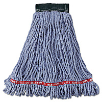 Rubbermaid Commercial Web Foot Wet Mop Head, Shrinkless, Cotton/Synthetic, Blue, Medium, 6/Carton (RCPA252BLU)