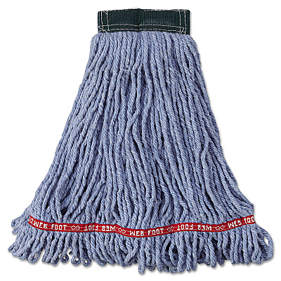 Rubbermaid Commercial Web Foot Wet Mop Head, Shrinkless, Cotton/Synthetic, Blue, Medium, 6/Carton (RCPA252BLU)
