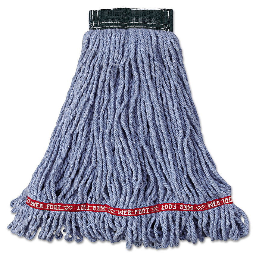 Rubbermaid Commercial Web Foot Wet Mop Head, Shrinkless, Cotton/Synthetic, Blue, Medium, 6/Carton (RCPA252BLU)