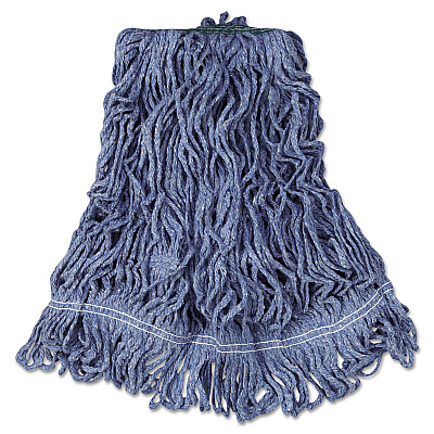 Rubbermaid Commercial Super Stitch Blend Mop Head, Medium, Cotton/Synthetic, Blue, 6/Carton (RCPD212BLU)