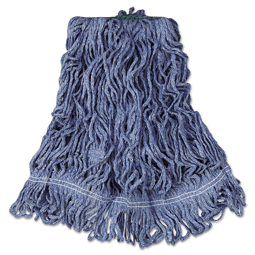 Rubbermaid Commercial Super Stitch Blend Mop Head, Medium, Cotton/Synthetic, Blue, 6/Carton (RCPD212BLU)