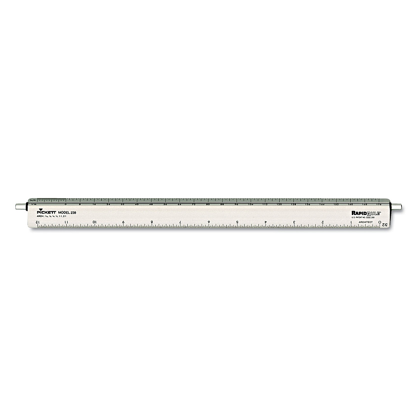 Chartpak Adjustable Triangular Scale Aluminum Architects Ruler, 12" Long, Silver (CHA238)