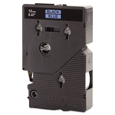 Brother TC Tape Cartridge for P-Touch Labelers, 0.47" x 25.2 ft, Black on Blue (TC6001)