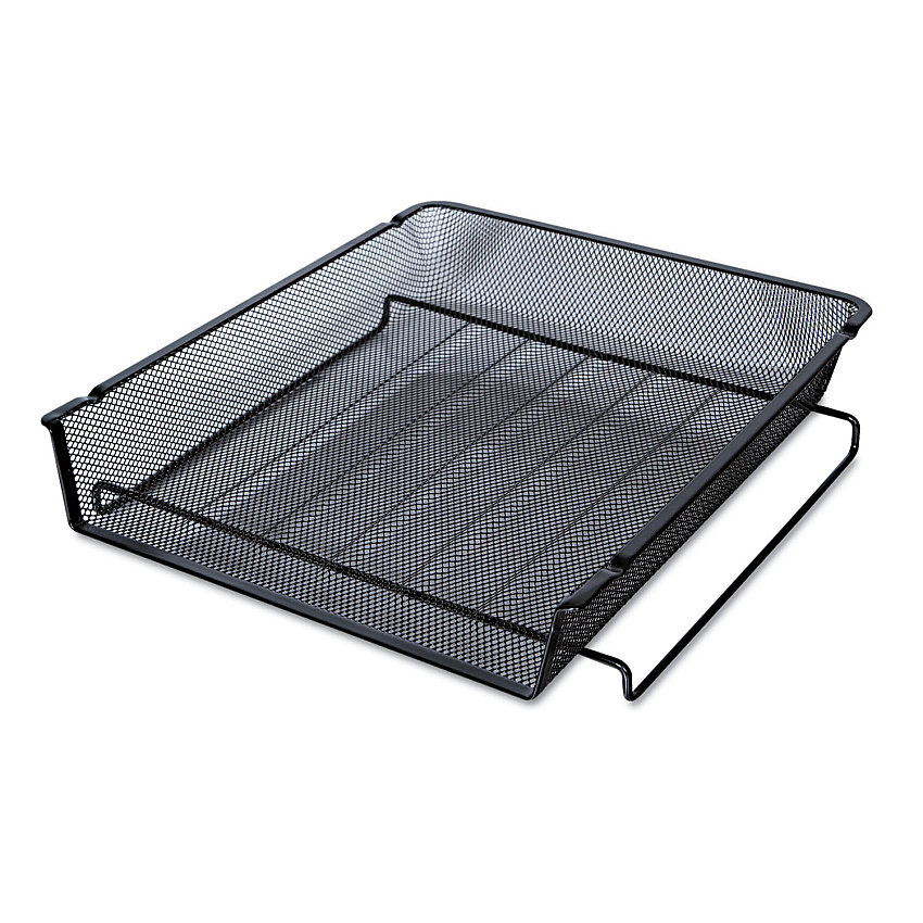 Universal Deluxe Mesh Stackable Front Load Tray, 1 Section, Letter Size Files, 11.25" x 13" x 2.75", Black (UNV20004)