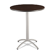 Iceberg CafeWorks Table, Bistro-Height, Round, 36" x 42", Walnut Top, Silver Base (ICE65664)