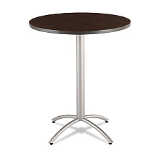 Iceberg CafeWorks Table, Bistro-Height, Round, 36" x 42", Walnut Top, Silver Base (ICE65664)
