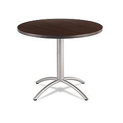 Iceberg CafeWorks Table, Cafe-Height, Round, 36" x 30", Walnut/Silver (ICE65624)