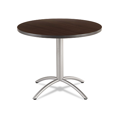 Iceberg CafeWorks Table, Cafe-Height, Round, 36" x 30", Walnut/Silver (ICE65624)