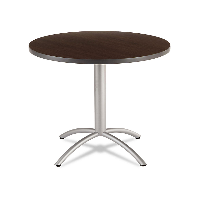 Iceberg CafeWorks Table, Cafe-Height, Round, 36" x 30", Walnut/Silver (ICE65624)
