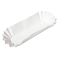 Hoffmaster Fluted Hot Dog Trays, 6 x 2 x 2, White, Paper, 500/Sleeve, 6 Sleeves/Carton (HFM610740)