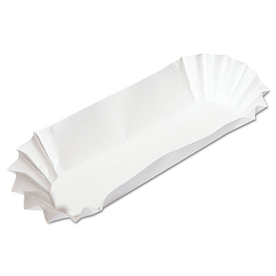 Hoffmaster Fluted Hot Dog Trays, 6 x 2 x 2, White, Paper, 500/Sleeve, 6 Sleeves/Carton (HFM610740)
