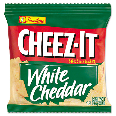 Sunshine Cheez-It Crackers, 1.5 oz Single-Serving Snack Bags, White Cheddar, 8/Box (KEB12653)