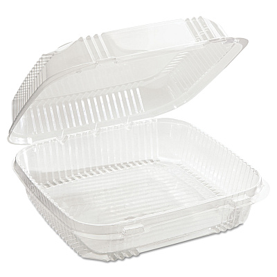 Pactiv Evergreen ClearView SmartLock Hinged Lid Container, 49 oz, 8.2 x 8.34 x 2.91, Clear, Plastic, 200/Carton (PCTYCI81120)