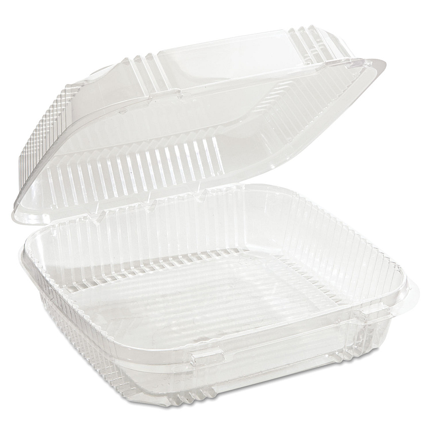 Pactiv Evergreen ClearView SmartLock Hinged Lid Container, 49 oz, 8.2 x 8.34 x 2.91, Clear, Plastic, 200/Carton (PCTYCI81120)