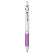 Pilot Acroball PureWhite Advanced Ink Ballpoint Pen, Retractable, Fine 0.7 mm, Black Ink, White/Purple Barrel (31854)