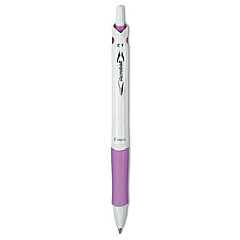 Pilot Acroball PureWhite Advanced Ink Hybrid Gel Pen, Retractable, Fine 0.7 mm, Black Ink, White/Purple Barrel (PIL31854)