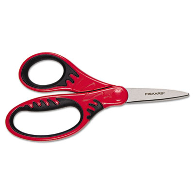 Fiskars Kids Softgrip Scissors, Left/Right Handed, Pointed Tip, 5" Long, 1.75" Cut Length, Randomly Assorted Handle Color (FSK1942301001)