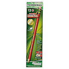 Ticonderoga Erasable Colored Pencils, 2.6 mm, 2B, Carmine Red Lead, Carmine Red Barrel, Dozen (DIX14259)